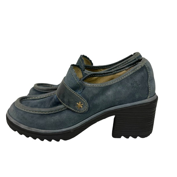 FLY London Blue Suede Loafers with Leather Trim Shoe Size‎ 40 EU